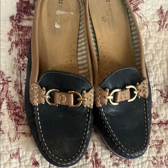 Women's Leather Loafers with Buckle Detail - Picture 1 of 5